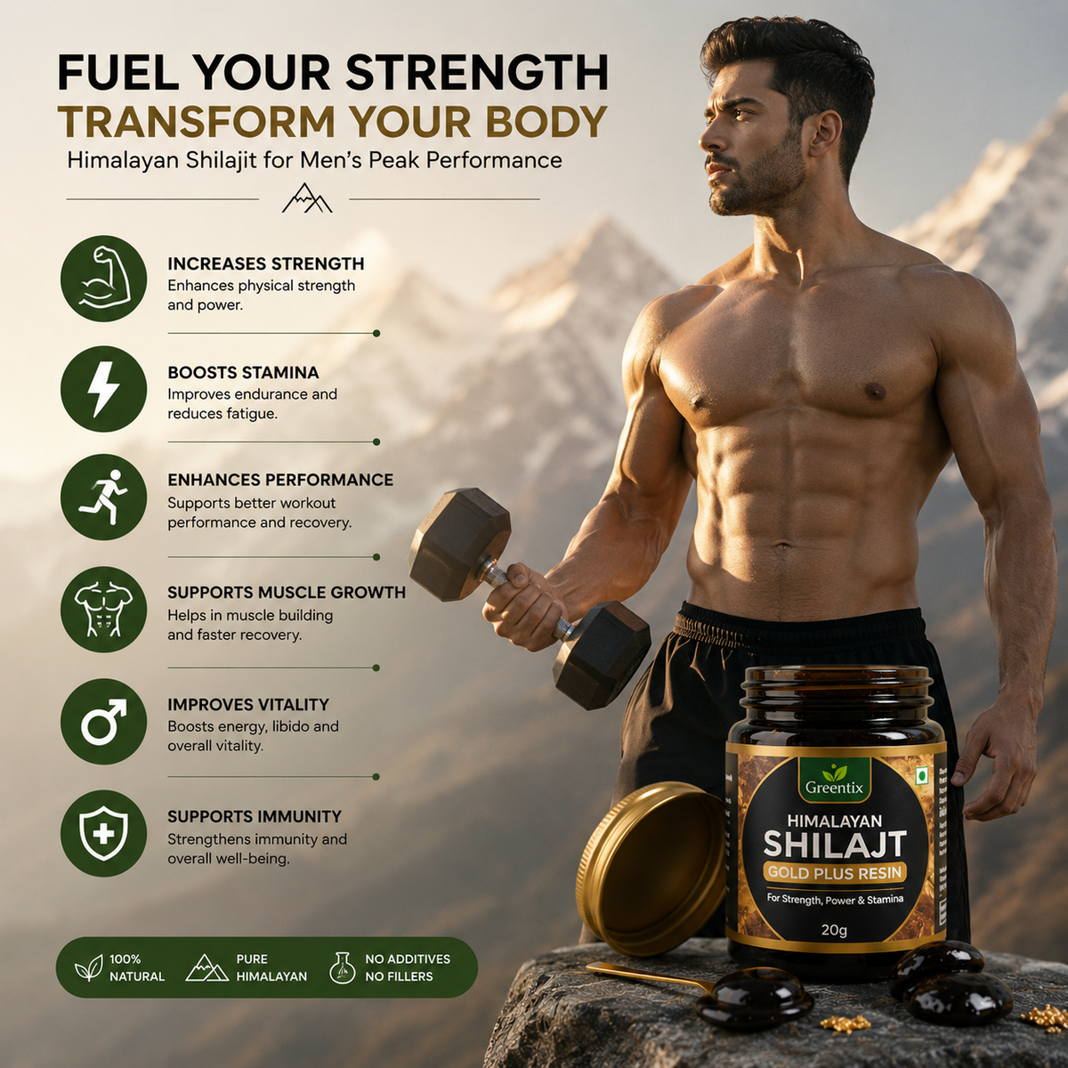Himalayan Shilajit Gold Plus Resin 20g -For Strength Power Stamina