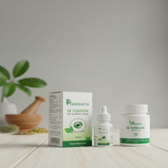 compare product Greentixcare Eye Drops + GREENTIX G-VISION Capsules Combo: Dual Action Relief From Dry Eyes